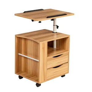 modern adjustable office study computer pc desk table with drawers and bookcase shelf for study office room