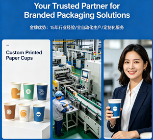 Vasos de Papel Impresos Personalizados con su Propio Logotipo, Vasos de Café Desechables de Alta Calidad para Pizzerías y Cafeterías de Marca - Product Image 6