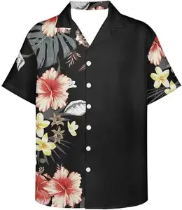 Summer Patterned Tropical Frangipani Hawaiian Button-up Shirts For Men Clothing Wholesale Customized Men's Aloha Shirt Clothes