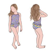 Little Glow Kid Vente en gros de maillots de bain une pièce pour filles, imprimés mignons, doux, respirants, pour tout-petits et enfants