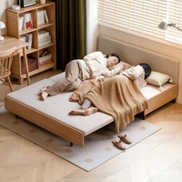 Sofá Cama Plegable de Madera Maciza sin Brazos, Multifuncional 2 en 1, Convertible de 2 Plazas, para Espacios Pequeños, Mueble para Sala de Estar o Dormitorio