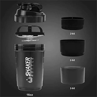 Vente Directe Usine Gobelet Shaker Protéine de Sport à 3 Compartiments avec Rangement Poudre et Logo Personnalisé