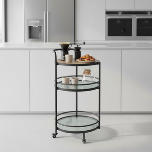 <span class=keywords><strong>Chariot</strong></span> à cadre métallique en verre cannelé moderne pour salon, salle à manger, cuisine, villas, hôtels, appartements - Product Image 1