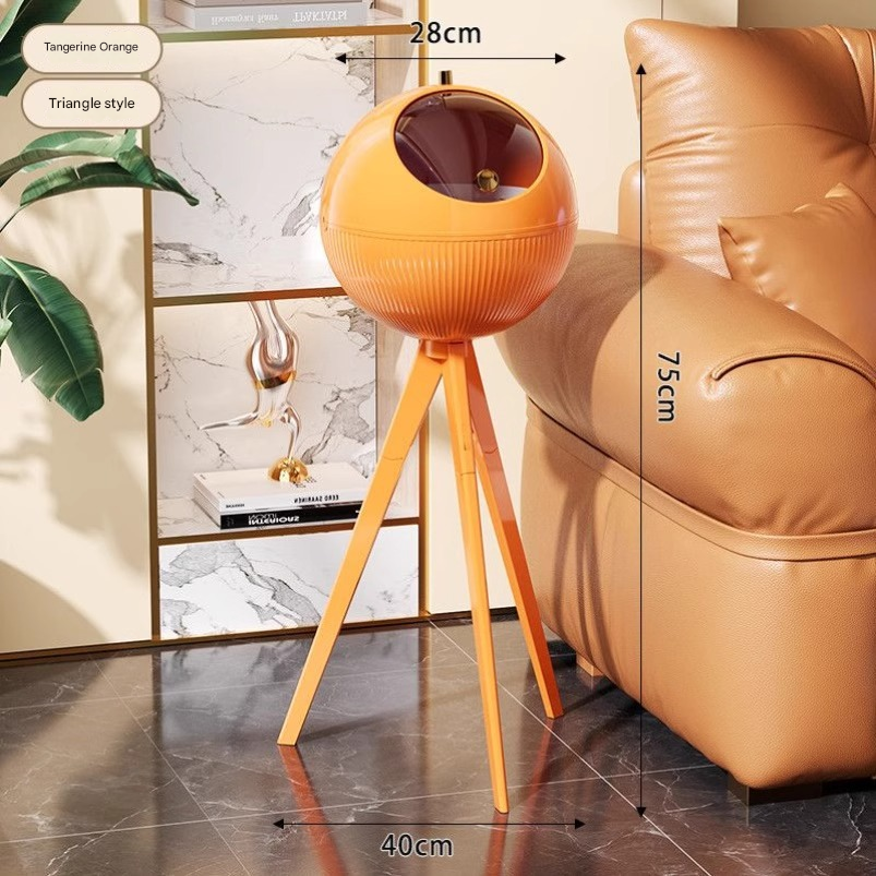 Tall no-bend trash can-vibrant orange