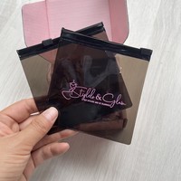 Pochette à glissière carrée en PVC gris fumé avec logo personnalisé, sac en plastique transparent à fermeture éclair pour l'emballage de cosmétiques et d'accessoires capillaires