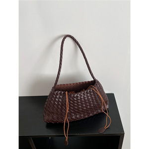2025 fournisseur en gros en ligne mode PU cuir femmes unique épaule tissé sac motif géométrique étanche à l'eau fermeture ouverte - Product Image 3