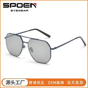 Lunettes de soleil rectangulaires pour hommes, monture complète, polarisées, protection UV400, monture en métal, pour adultes - Product Image 5