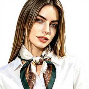 Pañuelo Cuadrado de Seda Estampado, Diadema y Pañuelo para la Cabeza para Mujer, Ideal como Recuerdo Ceremonial para Personal Femenino de Hoteles y Aeropuertos - Product Image 4