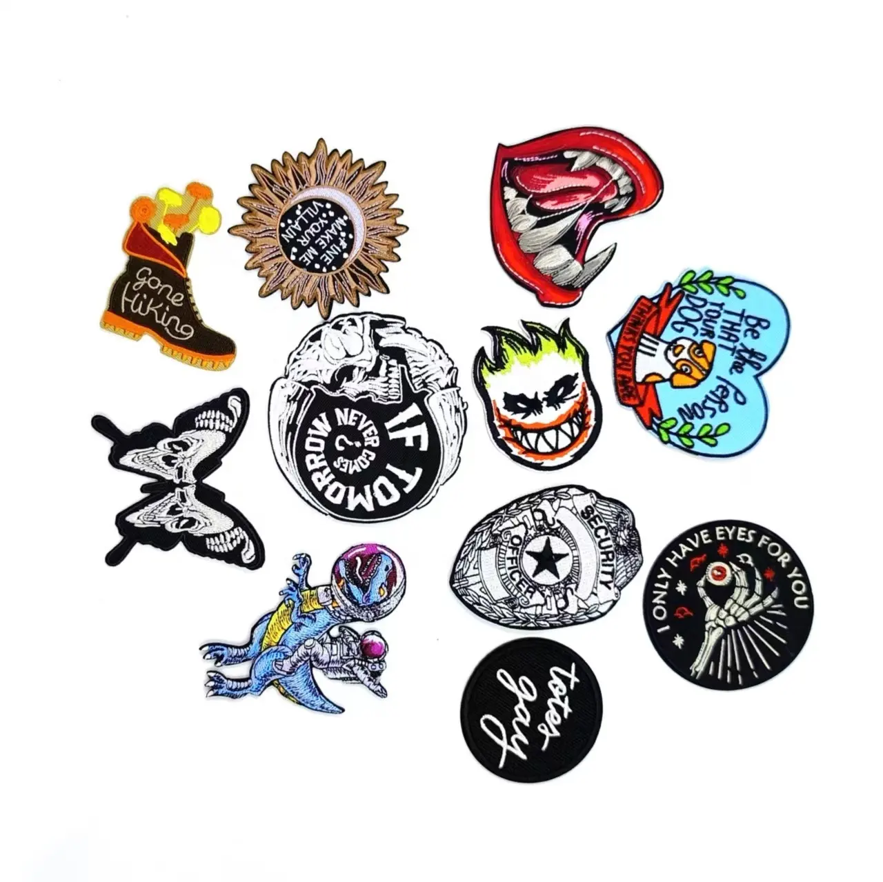 Tianyu Skull Goth Rock Punk Patch Set Iron on Sew on Halloween Decoration Embroidery Patches for Jackets Hats Clothing Bags