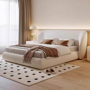 เฟอร์นิเจอร์ห้องนอนไม้หรูหรา เตียงหุ้มเบาะนุ่ม เฟอร์นิเจอร์ห้องนอนคุณภาพสูง ดีไซน์หรูหรา เตียงผ้าขนาดคิงไซส์ - Product Image 1