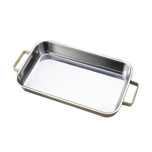 Assiette rectangulaire dorée pour poisson grillé, double anse, en acier inoxydable 304 durable, électroplaqué, écologique, marque SAIL TOOL - Product Image 5