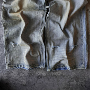 Kustom Streetwear Pria celana Denim berlian imitasi tambal sulam longgar ditumpuk pinggang ganda pria jins menyala - Product Image 4