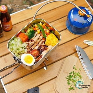 Rectangular Stainless Steel Lunch <b>Box</b> With Bamboo Lid Leak Proof Dishwasher Safe Minimalist Design Daily Use - Product Image 5