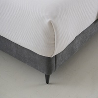 Cadre de lit moderne réglable capitonné confortable et rembourré avec revêtement en tissu, support en bois massif, taille personnalisée