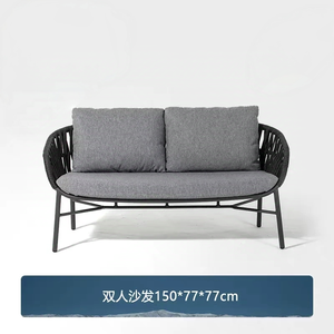 Kích thước nhỏ, chi phí vận chuyển thấp thiết kế hiện đại mọi thời tiết Patio đồ gỗ ngoài trời Vườn sofa <span class=keywords><strong>Set</strong></span> với sợi dây Dệt Phong Cách - Product Image 6