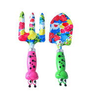 Set di attrezzi da giardinaggio per bambini in acciaio inossidabile, mini vanga e rastrello colorati in due pezzi per bambini, per la spiaggia e la piantumazione di fiori