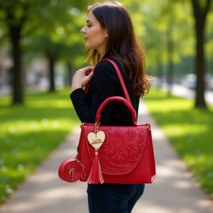 Borsa a Tracolla Rossa Lupe Fana da Donna, Manico Singolo, Impermeabile, Decorazione Ricamata, per Uso Quotidiano - Product Image 2