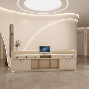 Comptoir de réception incurvé moderne, sur mesure, pour salon de beauté, hall d'hôtel - Product Image 2