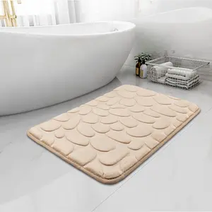 Best Selling Indoor Custom Design Logo Cobblestone Pebble Pattern Waterproof Memory Foam Washable Floor Carpet