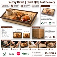 Plateau de service moderne et léger pour pouf, imprimé sur mesure, avec cadre en bois, rembourré, pour repas TV, plateau de service souple pour repas, vente en gros