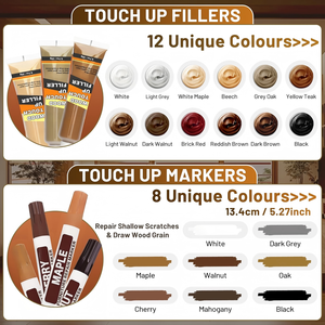 Kit de réparation tout-en-un pour meubles en bois <span class=keywords><strong>stratifié</strong></span>, comprenant 12 couleurs de mastic pour bois, 8 couleurs de remplissage pour bois, marqueur pour meubles et cire d'abeille - Product Image 2