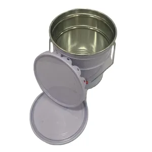 10L cylindrical metal tin drum with factory price for chemical paint oil can packaging lid paint tin can Aluminum tin cans