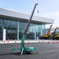 Mini-grue araignée avec moteur électrique diesel, flèche télescopique, hauteur de levage de 10 m, capacité de 1 tonne, utilisation en espace étroit