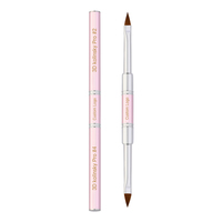 Nouveau style – Pinceaux à ongles 3D en métal doré rose, 100 % Kolinsky, à double extrémité, pour nail art 3D – Taille # 2 # 4