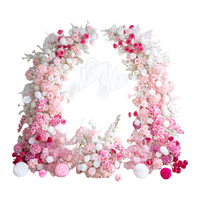 Arche en corne de vache rose de style européen pour décoration de mariage en extérieur, photographie, demande en mariage, cérémonie, fleur artificielle