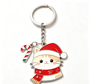 Porte-clés en métal de Noël, dessin animé, émail souple, alliage de zinc, logo personnalisé, cadeau souvenir - Product Image 2