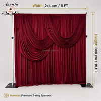 ANNIELU Rideau de fond de scène plissé en spandex à double drapé en U, style baroque, pour événements, fêtes et cabines photo