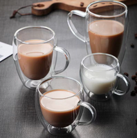 Tasse à café en verre borosilicate à double paroi avec logo personnalisé, 150 ml, 250 ml, 350 ml, 450 ml, tasse transparente pour la maison et le bureau