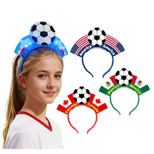 Рекламная недорогая настраиваемая светящаяся повязка на голову для болельщиков на Чемпионат мира по футболу 2026 года с флагом страны, из ПВХ-пластика - Product Image 1