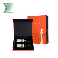 Caja de Regalo de Cartón Negro de Lujo Personalizada al por Mayor, Caja de Embalaje Única de Doble Puerta para Licor, Whisky, Vino, para 2 Botellas