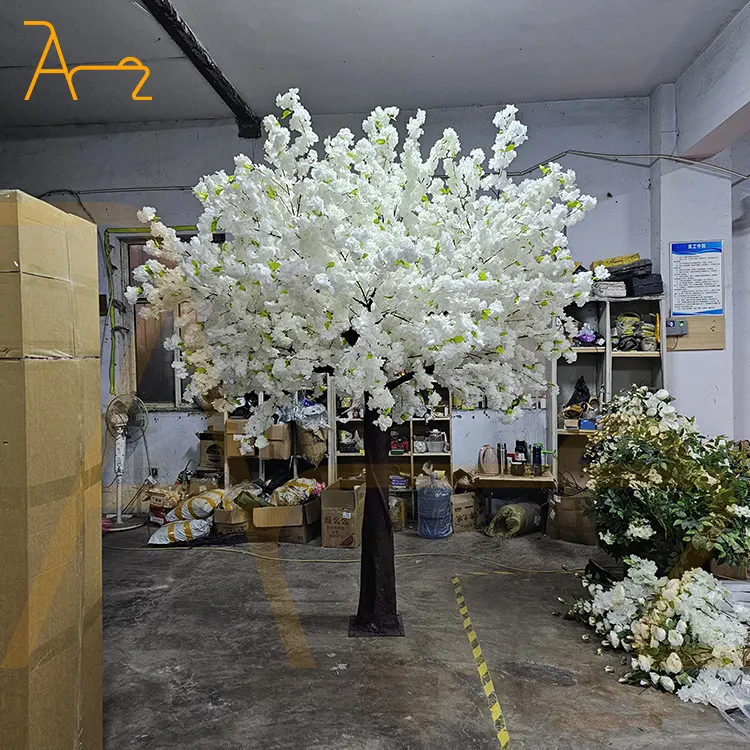 Personalizado De Alta Qualidade De Madeira Real Grande Artificial Cherry Blossom Plant Rosa Branco Cherry Blossom Tree Para Decoração Do Casamento