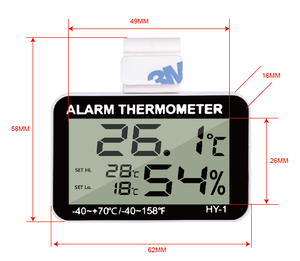 HY-1 bò sát báo động Nhiệt ẩm kế, LCD hiển thị nhiệt độ độ ẩm mét với cao/thấp <span class=keywords><strong>Temp</strong></span> báo động, ℃/℉ có thể chuyển đổi - Product Image 3