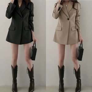 Spring Autumn <strong>Women</strong> Elegant Slim Blazer Long Sleeve Lapel Collar Long Jacket Lady High <strong>Waist</strong> Casual Suit <strong>Coat</strong> - Product Image 5