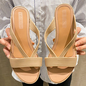 Sandalias de Plataforma con Tacón Medio para Mujer, Talla Grande, Verano, Moda Casual, Playa, PU, TPR, Transpirables, Antideslizantes - Product Image 3