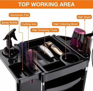 Carrito Auxiliar Rodante para Salón de Belleza y Peluquería con Ruedas de 2 Pulgadas, Mueble de Salón de Plástico Moderno - Product Image 2