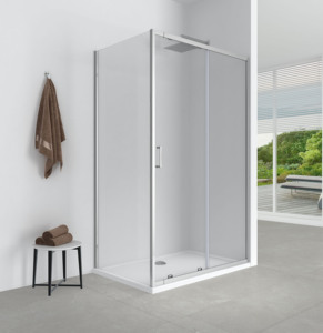 <span class=keywords><strong>Mampara</strong></span> de <span class=keywords><strong>Ducha</strong></span> Doble Corredera con Marco Rectangular de Aluminio Moderno Personalizado para Hoteles y Salas de Estar, con Pantalla de Vidrio Extensible - Product Image 4