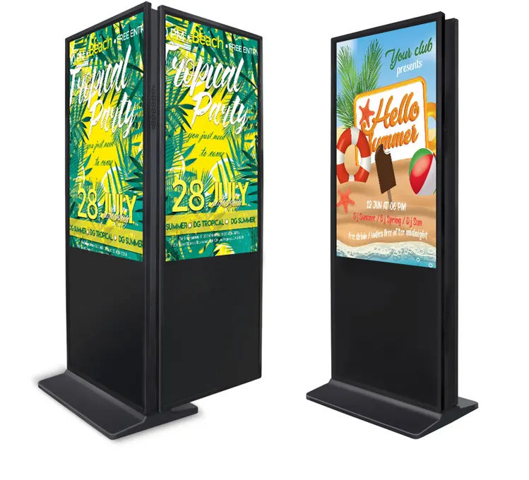 Fabriek Gratis Vloerstandaard Digital Signage Kiosk Size 43 Inch 55 Inch Dubbelzijdig Screen Totem Voor Reclame Spelers Display