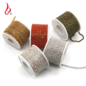 Applique Strass Banding Sewing Trim Rhinestones Chain Customized <strong>Roll</strong> up Shoes Sew-on for Crafts Lan Guang Copper Base Crystal - Product Image 2