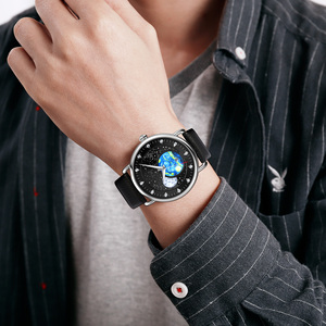Montre chronographe ronde pour homme, montre-bracelet de luxe en acier inoxydable, montre à quartz étanche 30M, montre en cuir et acier - Product Image 3