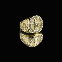 Modischer Religiöser Ring 18K Vergoldet Breiter Aristokratischer Ring Kupfer Messing Fingerring für Männer