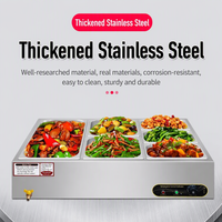 Bain-marie rectangulaire moderne en acier inoxydable à économie d'énergie, chauffe-plats électrique avec couvercle chauffant, capacité 9L, automatique