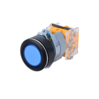 Boutons électroniques industriels à LED lumineux, à encastrer, bleus, à tête plate, avec anneau extérieur en alliage d'argent, indice de protection IP67, 30 mm, 1NO1NC, 5A