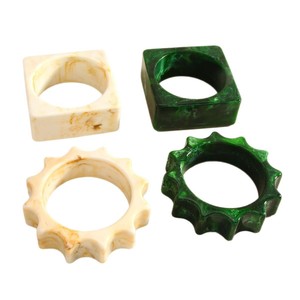 2025 Luxurious Enamel Marble Geometry Gear Statement Chunky <strong>Bangle</strong> <strong>Bracelet</strong> - Product Image 6