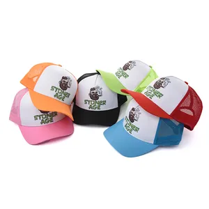 wholesale kids Children pattern Mesh Cheap 5 Panel trucker hats custom logo mesh cap