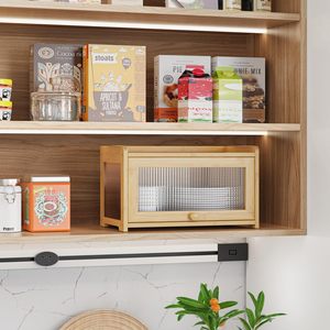 กล่องขนมปังไม้ไผ่พร้อมแผงประตูอะคริลิกสำหรับจัดเก็บบนเคาน์เตอร์ครัว - Product Image 3