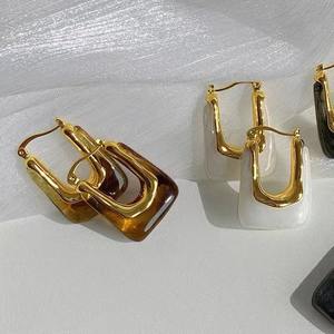 महिला लड़कियों के लिए शीर्ष गुणवत्ता वाले हरे गुलाबी पारदर्शी रेसिन इयररिंग्स पार्टी के लिए नए ट्रेंडी गहने - Product Image 2